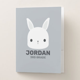 Cute Little Bunny Rabbit with Personalized Name Pocket Folder