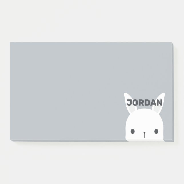 Cute Little Bunny Rabbit with Personalized Name Post-it Notes (Front)