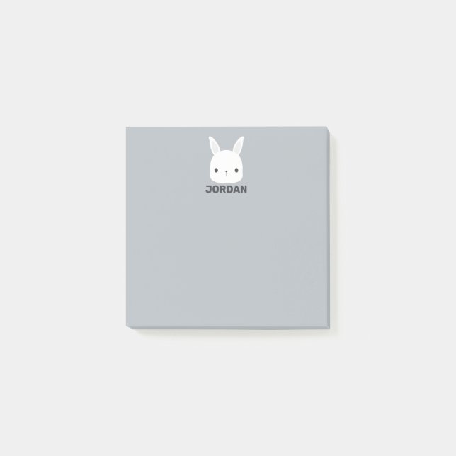 Cute Little Bunny Rabbit with Personalized Name Post-it Notes (Front)
