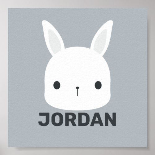 Cute Little Bunny Rabbit with Personalized Name Poster