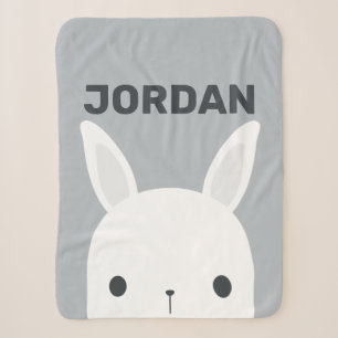 Cute Little Bunny Rabbit with Personalized Name Sherpa Blanket