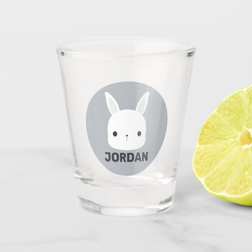 Cute Little Bunny Rabbit with Personalized Name Shot Glass
