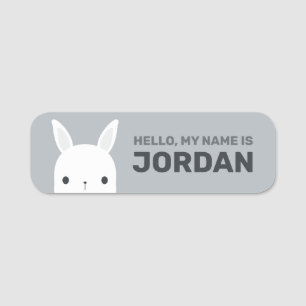 Cute Little Bunny Rabbit with Personalized Name Tag