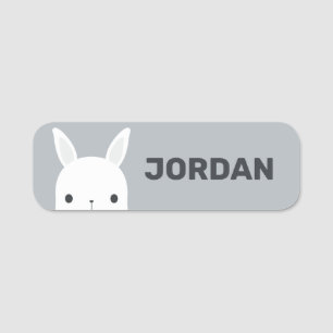 Cute Little Bunny Rabbit with Personalized Name Tag