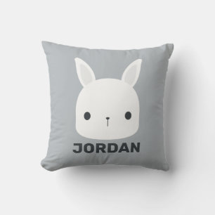Cute Little Bunny Rabbit with Personalized Name Th Throw Pillow