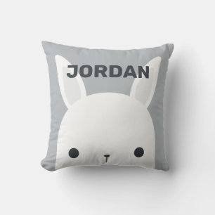 Cute Little Bunny Rabbit with Personalized Name Throw Pillow