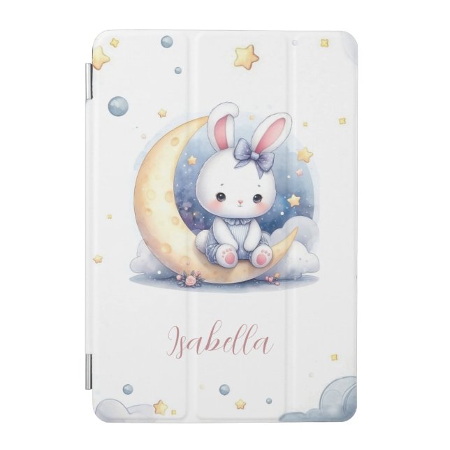 cute little bunny sitting on the moon  iPad mini cover (Front)