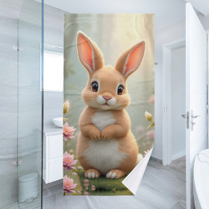 Cute little bunny surrounded by flowers, kids bath towel