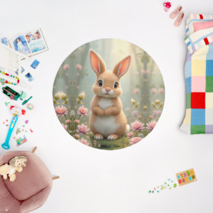 Cute little bunny surrounded by flowers, kids   rug