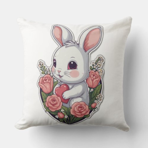 cute little bunny throw pillow