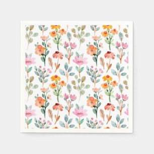 Cute Little Bunny Wildflowers Baby Shower  Napkins