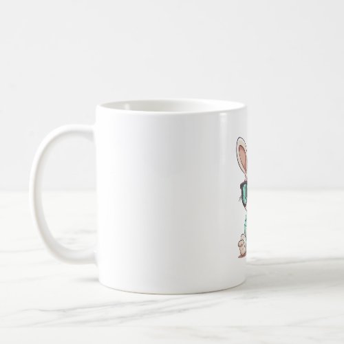 Cute Little Bunny With Glasses Heart Easter Day    Coffee Mug