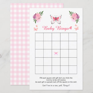 Cute Little Butterfly Baby Shower Bingo Game 