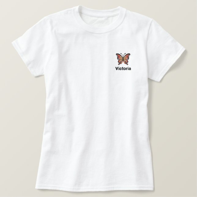 Cute Little Butterfly Embroidered Shirt (Design Front)