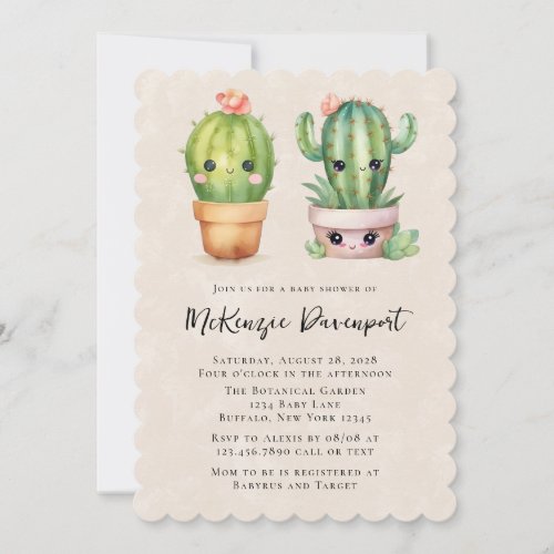 Cute Little Cactus Succulent Baby Shower  Invitation