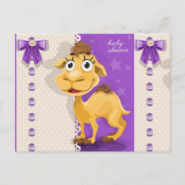 Cute Little Camel Baby Shower Invitation Postcard (Front)