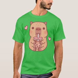 Cute Little Capybara Loves Bubble Tea T-Shirt