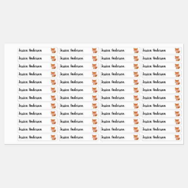 Cute LIttle Cartoon Fox Animal Art Kids' Labels (Sheet)