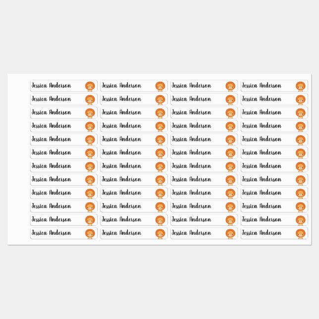 Cute LIttle Cartoon  Lion Animal Art Kids' Labels (Sheet)