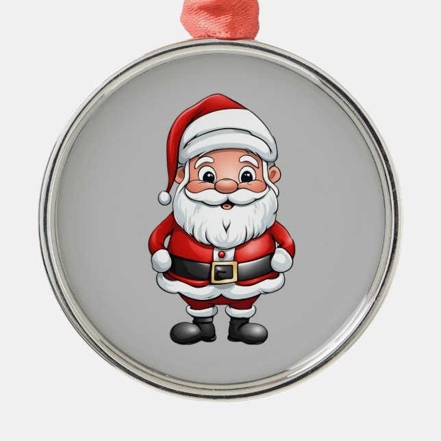 Cute Little Cartoon Santa Metal Ornament (Front)