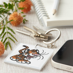 Cute Little Cartoon Tiger Acrylic Keychain