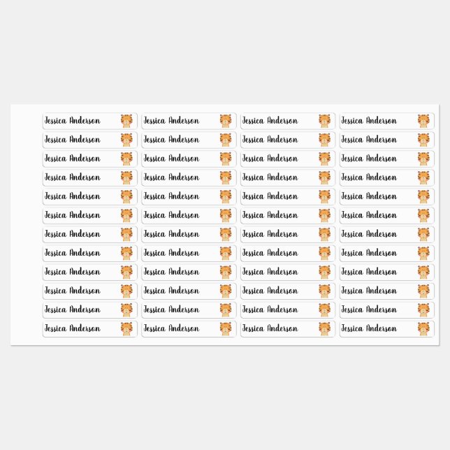 Cute LIttle Cartoon Tiger Animal Art Kids' Labels (Sheet)