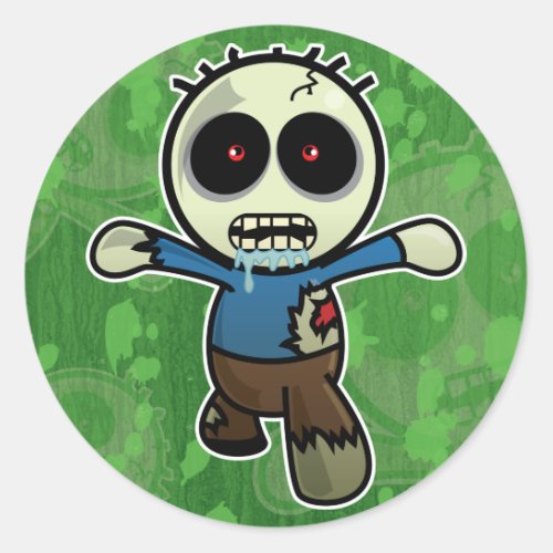 Cute Little Cartoon Zombie Classic Round Sticker