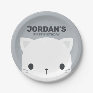 Cute Little Cat Birthday Paper Plates