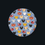 Cute Little Cat Faces Magnet<br><div class="desc">Lots of fun little cats on a mid blue background. Ideal for crazy or sane cat people.</div>