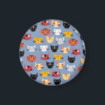 Cute Little Cat Faces Magnet<br><div class="desc">Lots of fun little cats on a mid blue background. Ideal for crazy or sane cat people.</div>