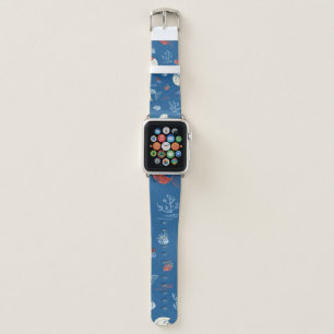 Cute little cat mermaid seamless pattern. Textured Apple Watch Band