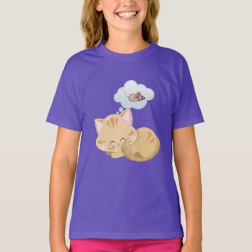 cute little cat mouse dream food bowl pet cat T_Shirt