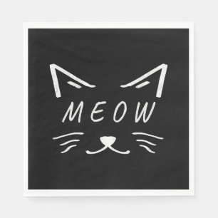 cute little cat with meow face napkins