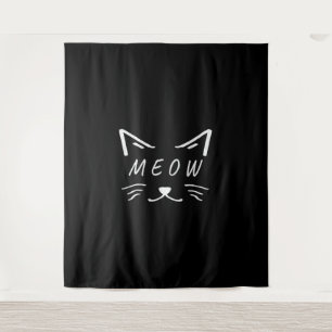 cute little cat with meow face tapestry