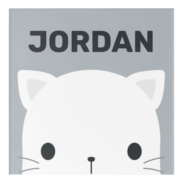 Cute Little Cat with Personalized Name Acrylic Print (Front)