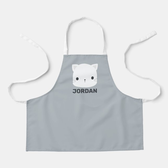 Cute Little Cat with Personalized Name Apron (Front)