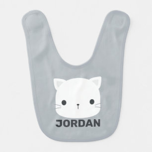 Cute Little Cat with Personalized Name Baby Bib