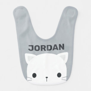 Cute Little Cat with Personalized Name Baby Bib