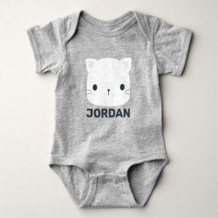 Cute Little Cat with Personalized Name Baby Bodysuit