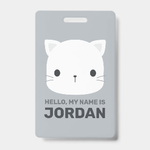 Cute Little Cat with Personalized Name Badge