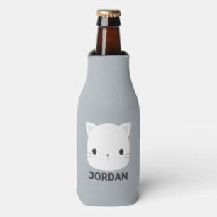 Cute Little Cat with Personalized Name Bottle Cooler