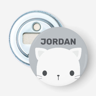 Cute Little Cat with Personalized Name Bottle Opener