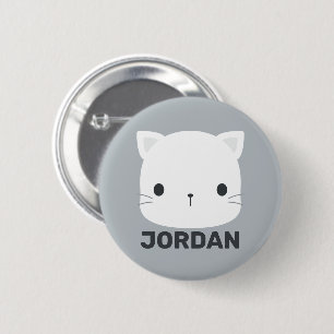 Cute Little Cat with Personalized Name Button
