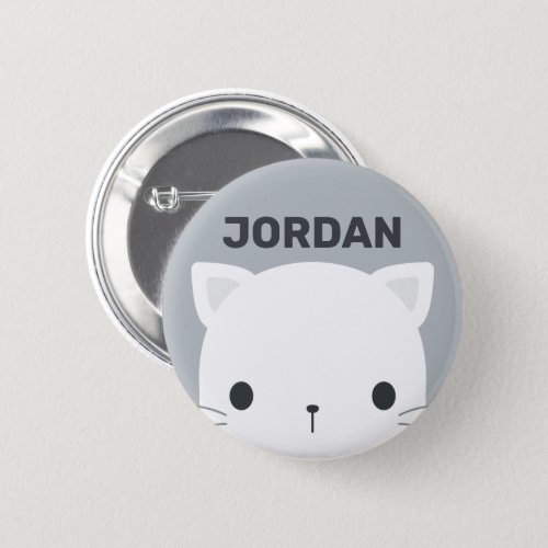 Cute Little Cat with Personalized Name Button