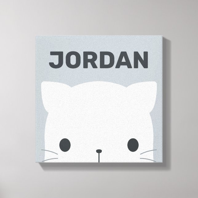 Cute Little Cat with Personalized Name Canvas Print (Front)