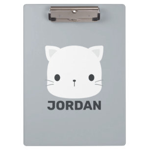 Cute Little Cat with Personalized Name Clipboard