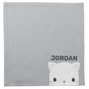 Cute Little Cat with Personalized Name Cloth Napkin