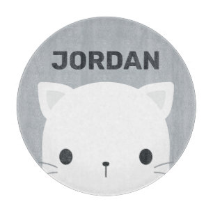 Cute Little Cat with Personalized Name Cutting Board