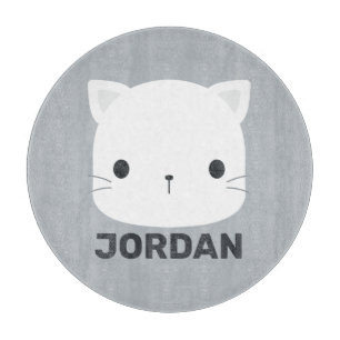 Cute Little Cat with Personalized Name Cutting Board