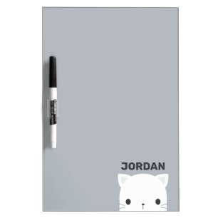 Cute Little Cat with Personalized Name Dry Erase Board